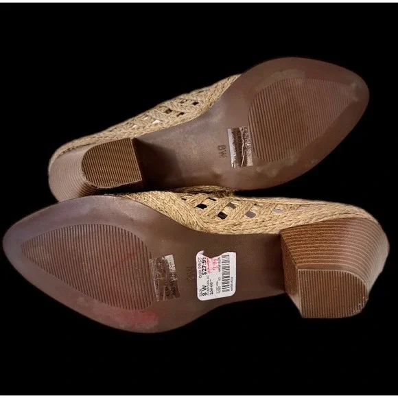 Comfort est. 1946 Woven Mules Women 8W Natural Boho Straw Block Heel Shoes - Picture 16 of 16